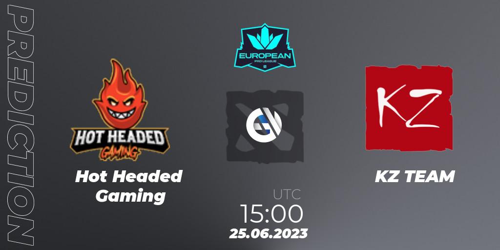 Pronósticos Hot Headed Gaming - KZ TEAM. 25.06.2023 at 15:01. European Pro League Season 10 - Dota 2