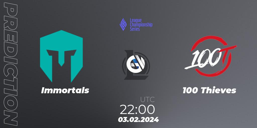 Pronósticos Immortals - 100 Thieves. 03.02.24. LCS Spring 2024 - Group Stage - LoL