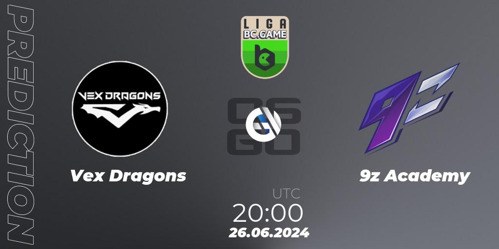 Pronósticos Vex Dragons - 9z Academy. 26.06.2024 at 20:00. Dust2 Brasil Liga Season 3: Division 2 - Counter-Strike (CS2)