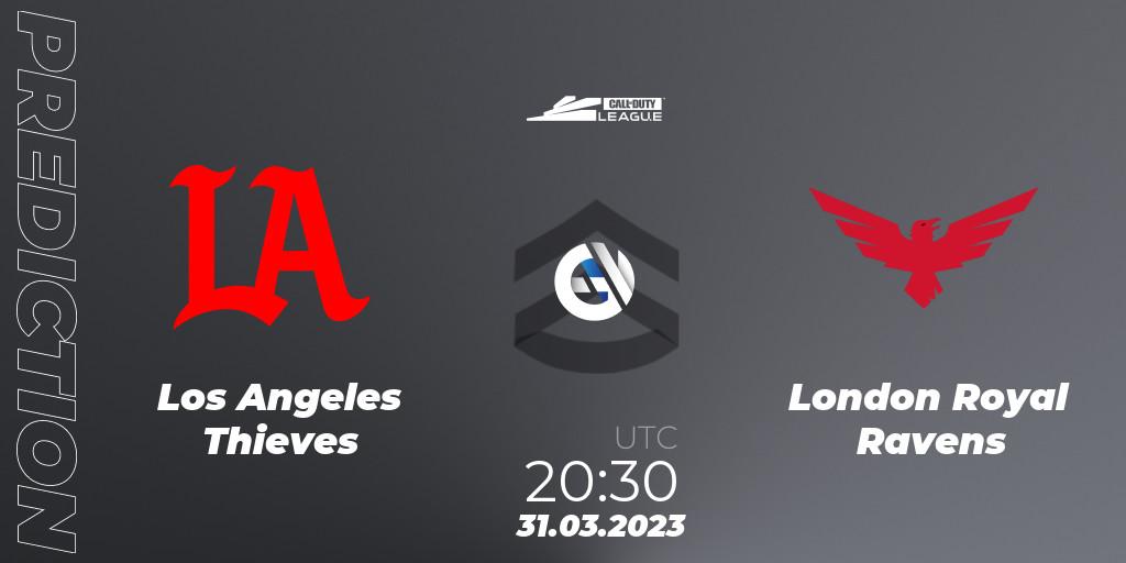 Pronósticos Los Angeles Thieves - London Royal Ravens. 31.03.2023 at 20:30. Call of Duty League 2023: Stage 4 Major Qualifiers - Call of Duty