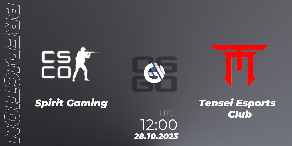 Pronósticos Spirit Gaming - Tensei Esports Club. 28.10.2023 at 12:00. TippmixPro Masters Fall 2023 - Counter-Strike (CS2)