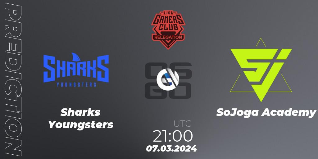 Pronósticos Sharks Youngsters - SoJoga Academy. 07.03.2024 at 21:00. Gamers Club Liga Série A Relegation: March 2024 - Counter-Strike (CS2)