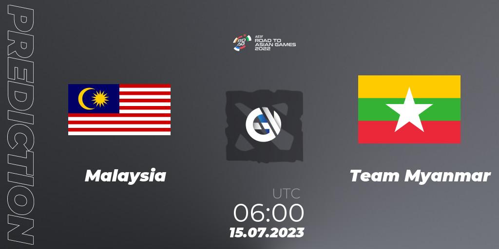 Pronósticos Malaysia - Team Myanmar. 15.07.2023 at 06:00. 2022 AESF Road to Asian Games - Southeast Asia - Dota 2
