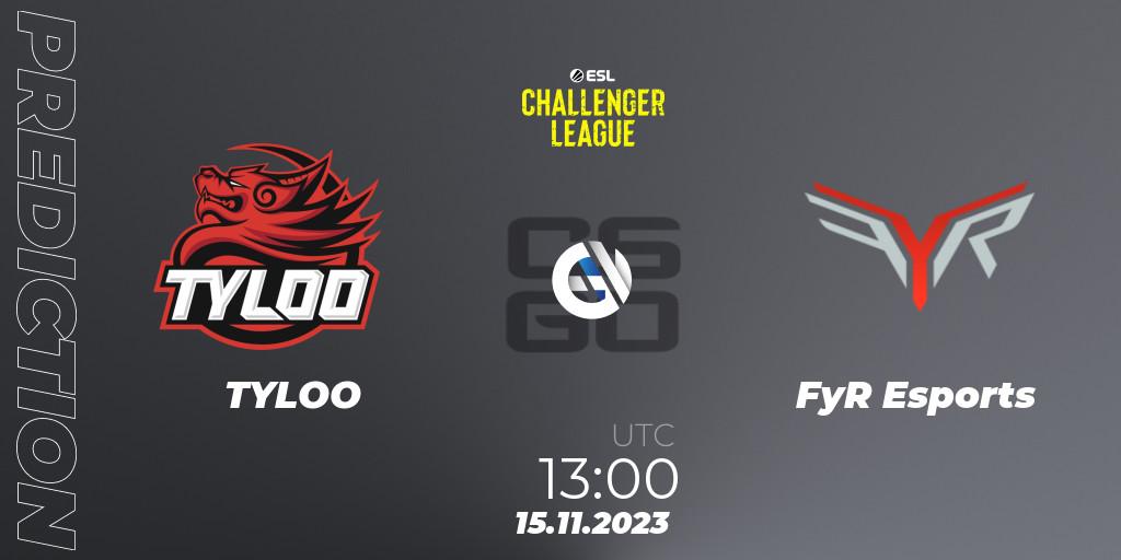 Pronósticos TYLOO - FyR Esports. 15.11.23. ESL Challenger League Season 46: Asia-Pacific - CS2 (CS:GO)