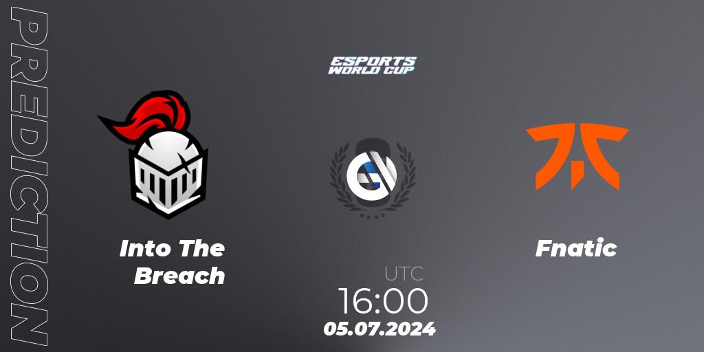 Pronósticos Into The Breach - Fnatic. 05.07.2024 at 16:00. Esports World Cup 2024: Europe CQ - Rainbow Six