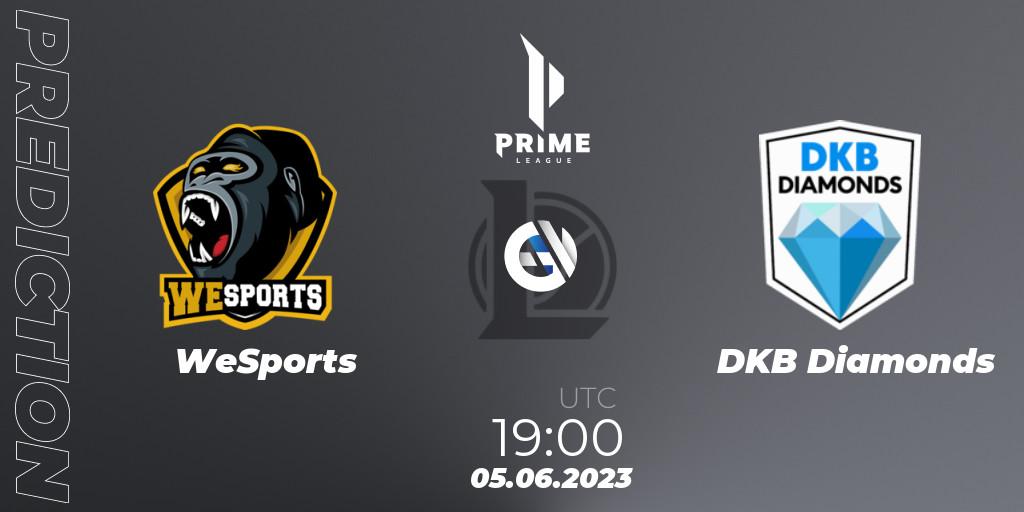 Pronósticos WeSports - DKB Diamonds. 05.06.2023 at 19:00. Prime League 2nd Division Summer 2023 - LoL