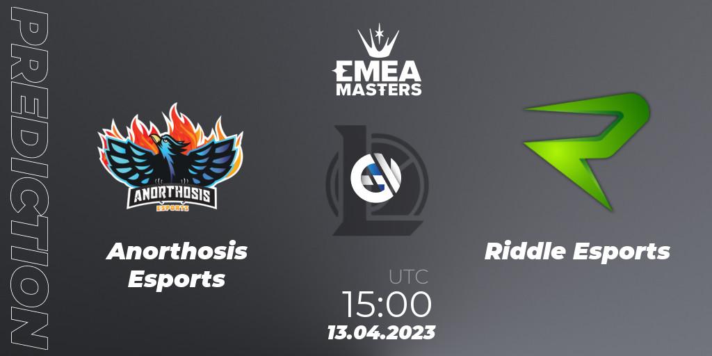 Pronósticos Anorthosis Esports - Riddle Esports. 13.04.23. EMEA Masters Spring 2023 - Group Stage - LoL