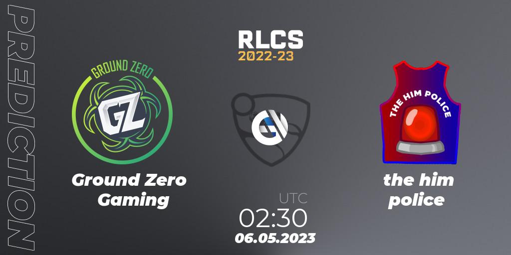 Pronósticos Ground Zero Gaming - the him police. 06.05.2023 at 02:30. RLCS 2022-23 - Spring: Oceania Regional 1 - Spring Open - Rocket League