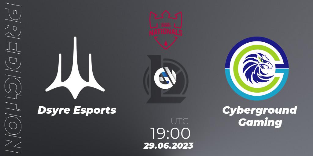 Pronósticos Dsyre Esports - Cyberground Gaming. 29.06.2023 at 19:00. PG Nationals Summer 2023 - LoL