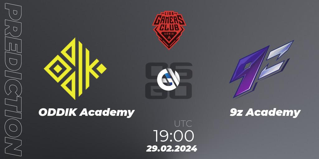 Pronósticos ODDIK Academy - 9z Academy. 29.02.24. Gamers Club Liga Série A: February 2024 - CS2 (CS:GO)