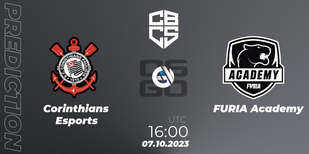 Pronósticos Corinthians Esports - FURIA Academy. 07.10.2023 at 16:00. CBCS 2023 Season 3: Open Qualifier #1 - Counter-Strike (CS2)