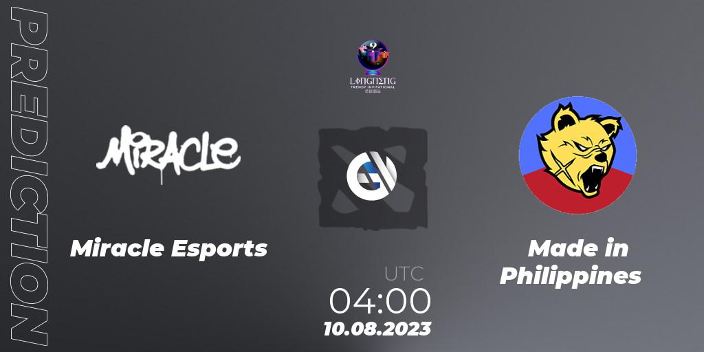 Pronósticos Miracle Esports - Made in Philippines. 10.08.2023 at 04:07. LingNeng Trendy Invitational - Dota 2