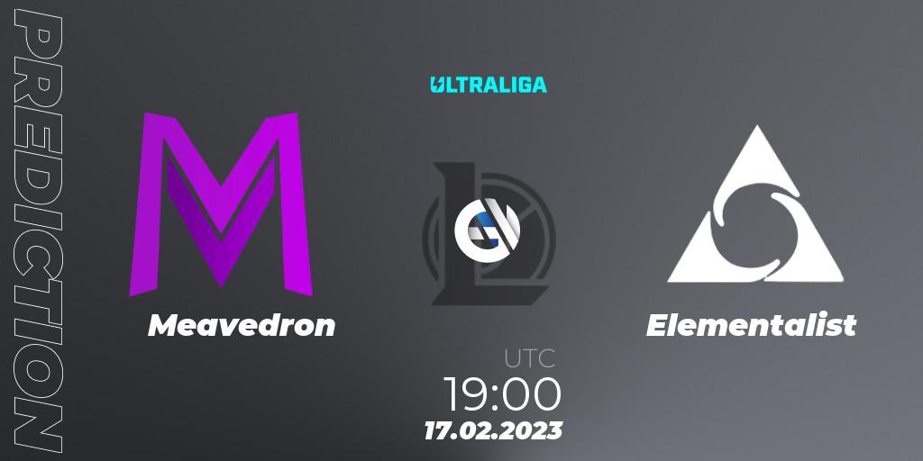 Pronósticos Meavedron - Elementalist. 17.02.2023 at 19:00. Ultraliga 2nd Division Season 6 - LoL