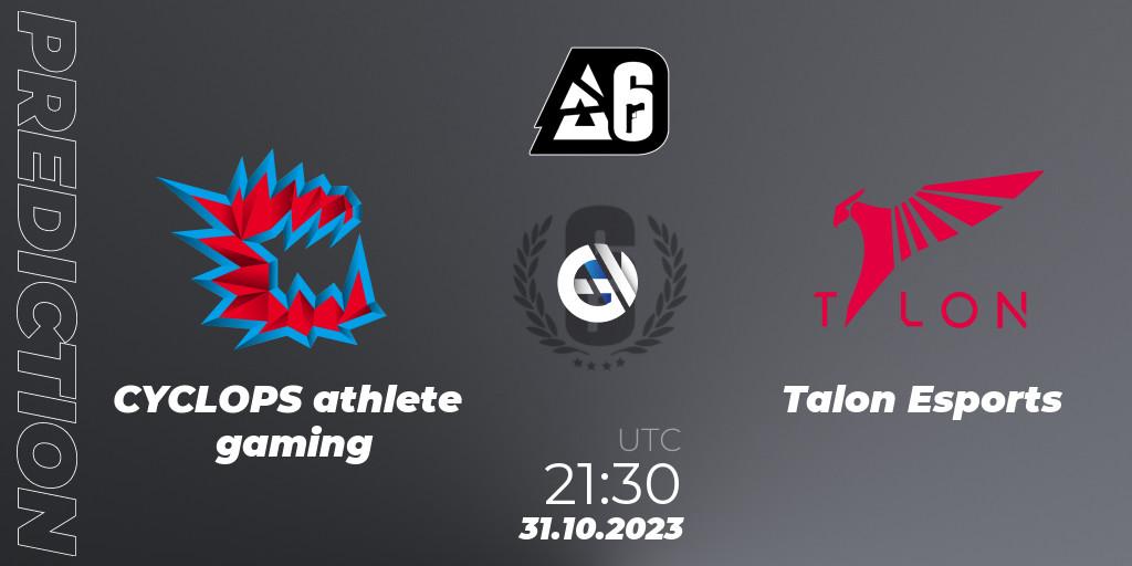 Pronósticos CYCLOPS athlete gaming - Talon Esports. 31.10.23. BLAST Major USA 2023 - Rainbow Six