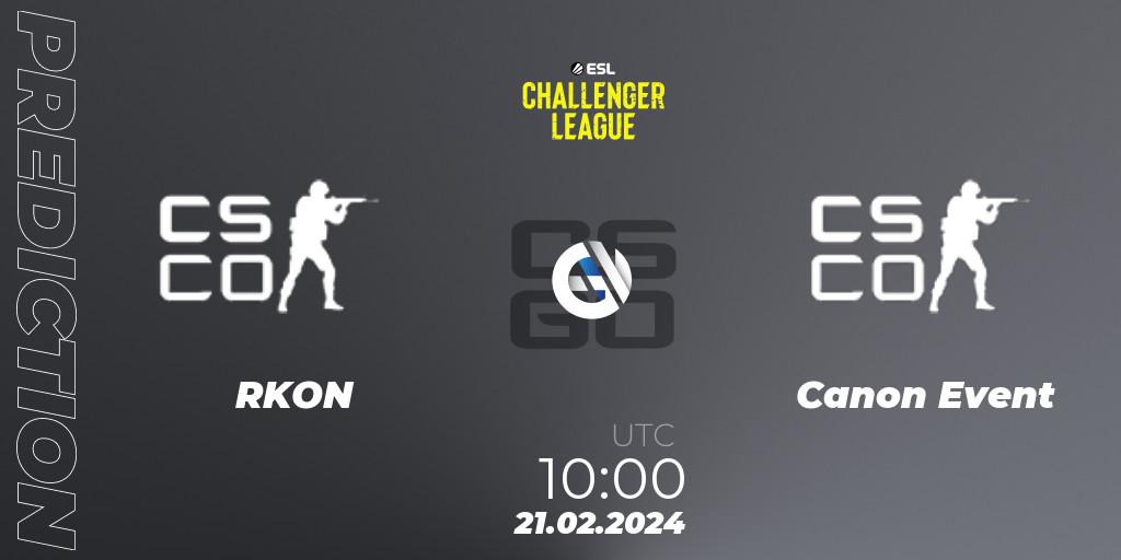 Pronósticos RKON - Canon Event. 21.02.2024 at 10:00. ESL Challenger League Season 47: Oceania - Counter-Strike (CS2)