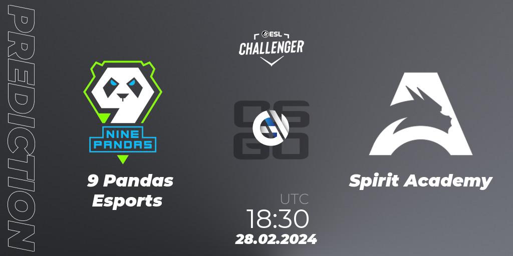 Pronósticos 9 Pandas Esports - Spirit Academy. 28.02.24. ESL Challenger #56: European Closed Qualifier - CS2 (CS:GO)