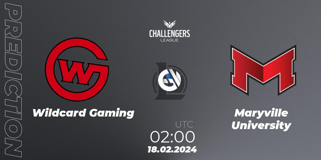 Pronósticos Wildcard Gaming - Maryville University. 18.02.24. NACL 2024 Spring - Group Stage - LoL