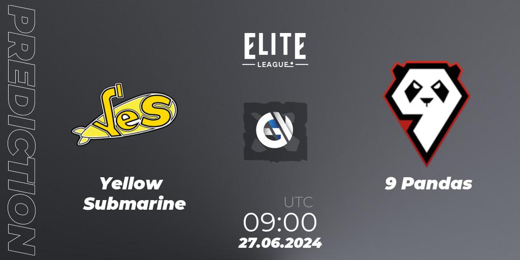 Pronósticos Yellow Submarine - 9 Pandas. 27.06.2024 at 09:20. Elite League Season 2: Eastern Europe Closed Qualifier - Dota 2