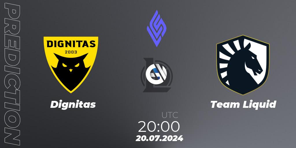 Pronósticos Dignitas - Team Liquid. 20.07.2024 at 20:00. LCS Summer 2024 - Group Stage - LoL