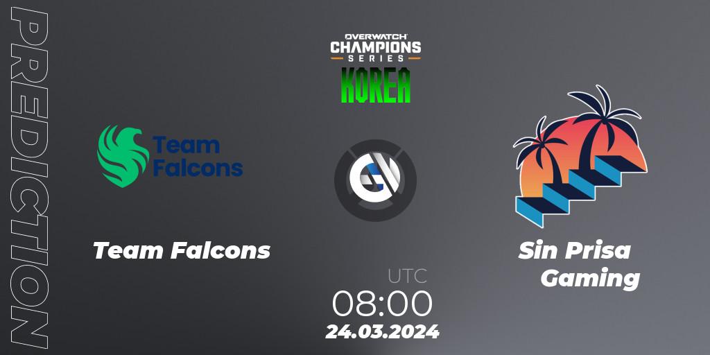 Pronósticos Team Falcons - Sin Prisa Gaming. 24.03.24. Overwatch Champions Series 2024 - Stage 1 Korea - Overwatch