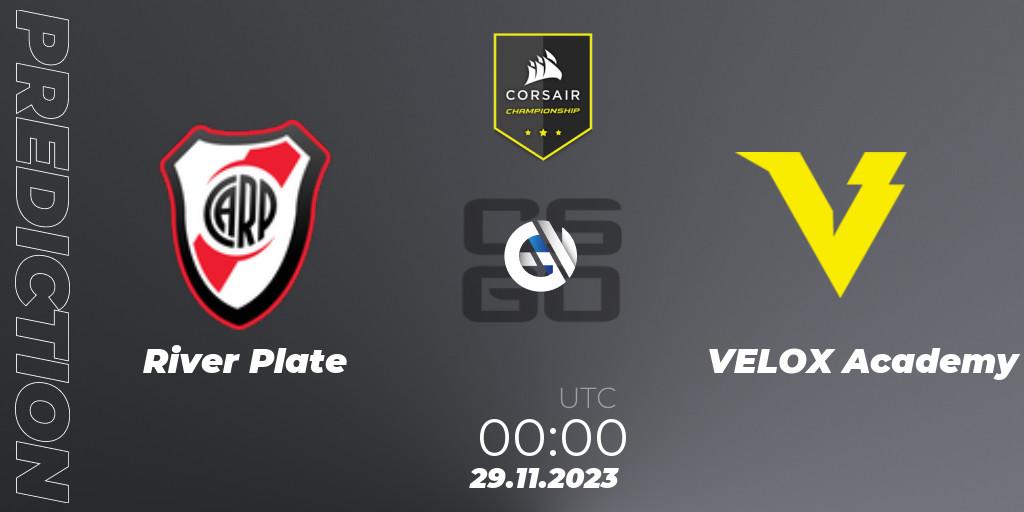 Pronósticos River Plate - VELOX Academy. 29.11.23. Corsair Championship 2023 - CS2 (CS:GO)