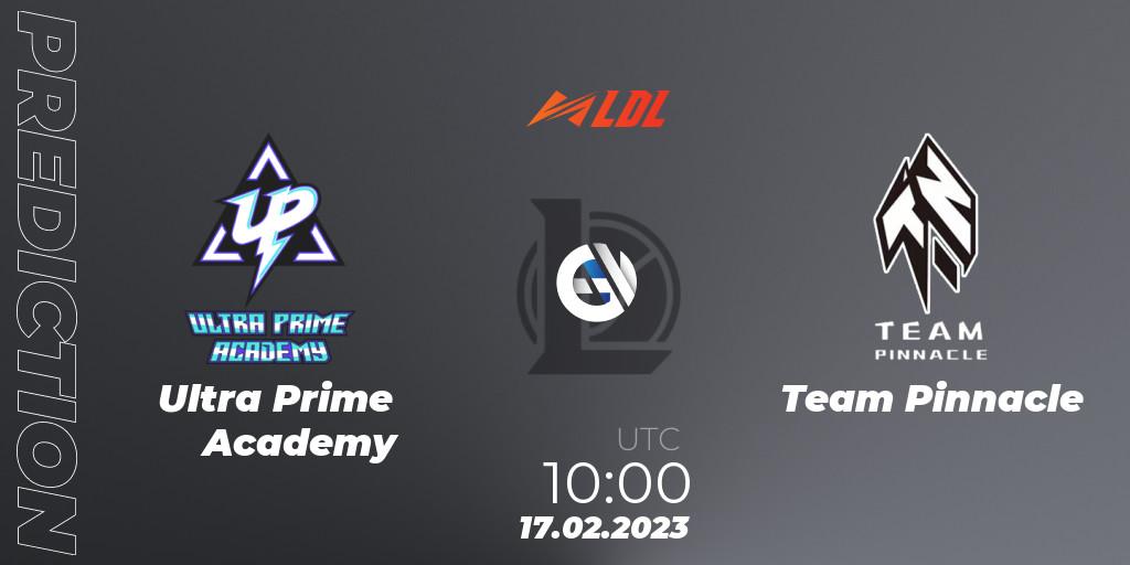 Pronósticos Ultra Prime Academy - Team Pinnacle. 17.02.2023 at 11:15. LDL 2023 - Regular Season - LoL