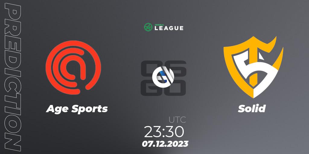 Pronósticos Age Sports - Solid. 08.12.2023 at 20:00. ESEA Season 47: Open Division - South America - Counter-Strike (CS2)