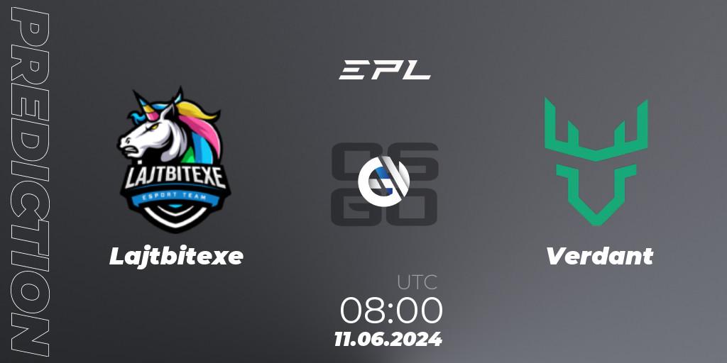 Pronósticos Lajtbitexe - Verdant. 11.06.2024 at 08:00. European Pro League Season 18: Division 2 - Counter-Strike (CS2)