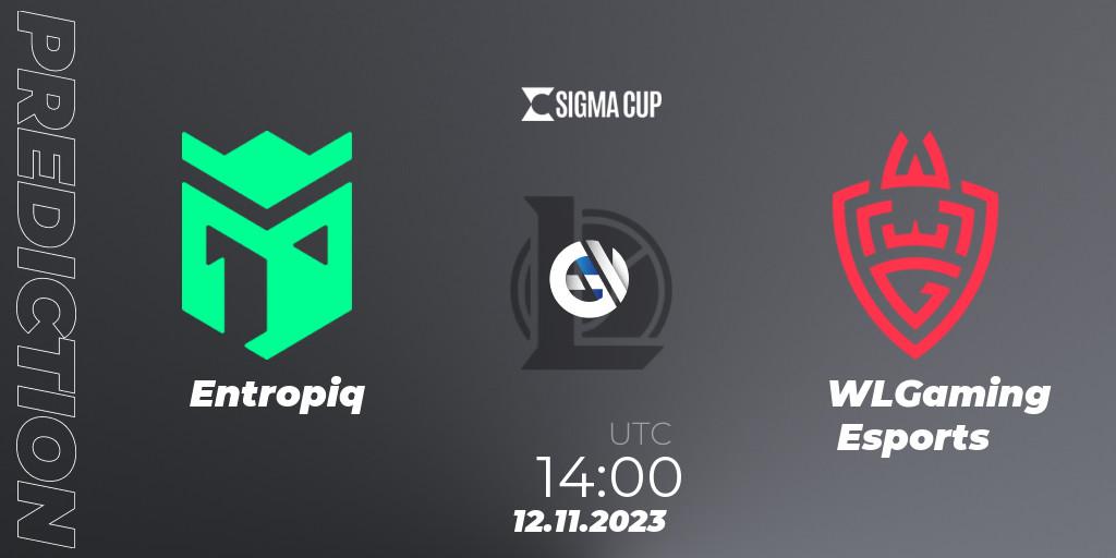 Pronósticos Entropiq - WLGaming Esports. 12.11.2023 at 14:00. Sigma Cup 2023 - LoL