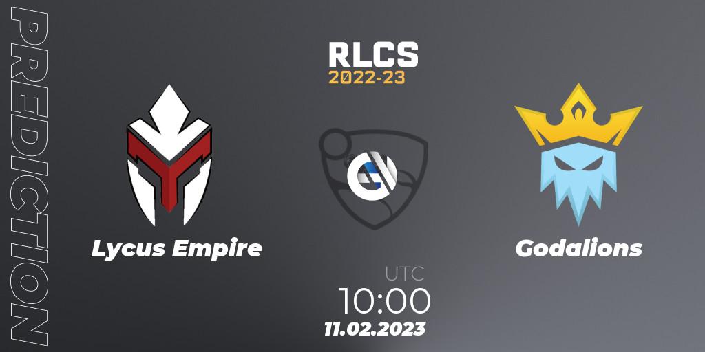 Pronósticos Lycus Empire - Godalions. 11.02.2023 at 10:00. RLCS 2022-23 - Winter: Asia-Pacific Regional 2 - Winter Cup - Rocket League