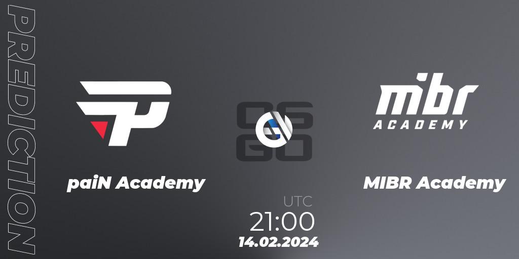 Pronósticos paiN Academy - MIBR Academy. 14.02.2024 at 21:00. RedZone PRO League Season 1 - Counter-Strike (CS2)