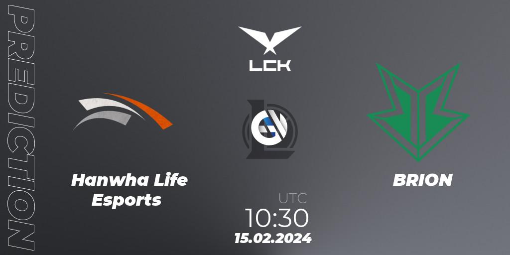 Pronósticos Hanwha Life Esports - BRION. 15.02.24. LCK Spring 2024 - Group Stage - LoL