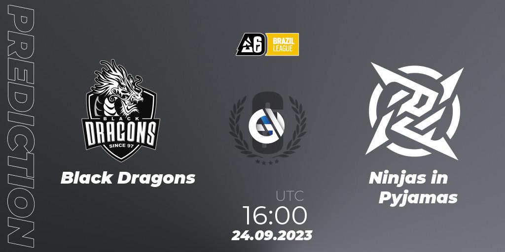 Pronósticos Black Dragons - Ninjas in Pyjamas. 24.09.2023 at 16:00. Brazil League 2023 - Stage 2 - Rainbow Six