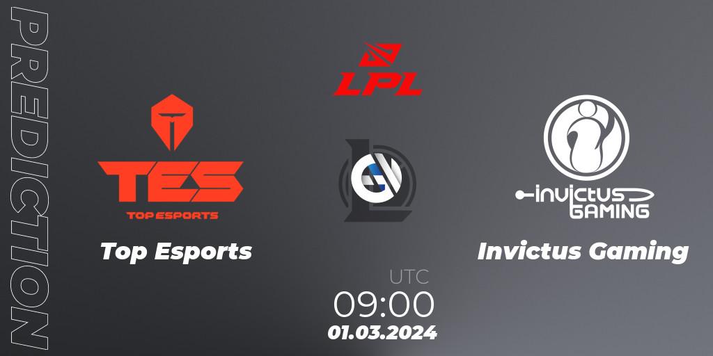 Pronósticos Top Esports - Invictus Gaming. 01.03.24. LPL Spring 2024 - Group Stage - LoL