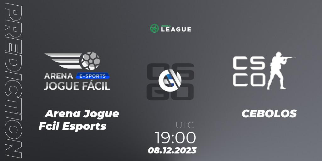Pronósticos Arena Jogue Fácil Esports - CEBOLOS. 08.12.2023 at 19:00. ESEA Season 47: Open Division - South America - Counter-Strike (CS2)