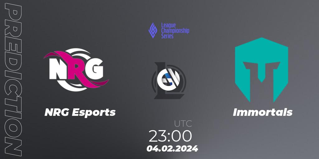 Pronósticos NRG Esports - Immortals. 05.02.24. LCS Spring 2024 - Group Stage - LoL