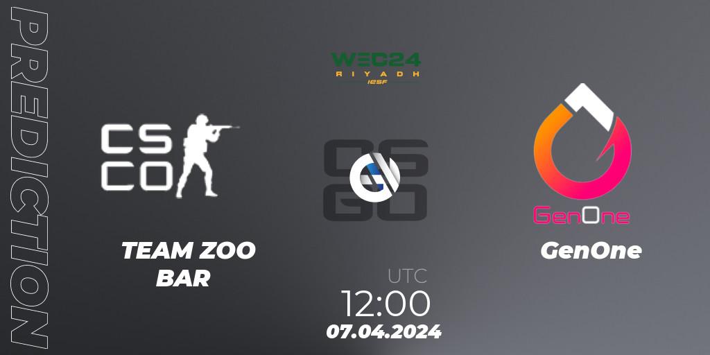 Pronósticos TEAM ZOO BAR - GenOne. 07.04.24. IESF World Esports Championship 2024: French Qualifier - CS2 (CS:GO)