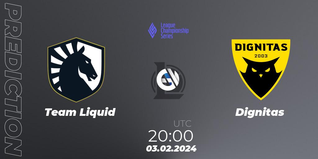 Pronósticos Team Liquid - Dignitas. 03.02.24. LCS Spring 2024 - Group Stage - LoL