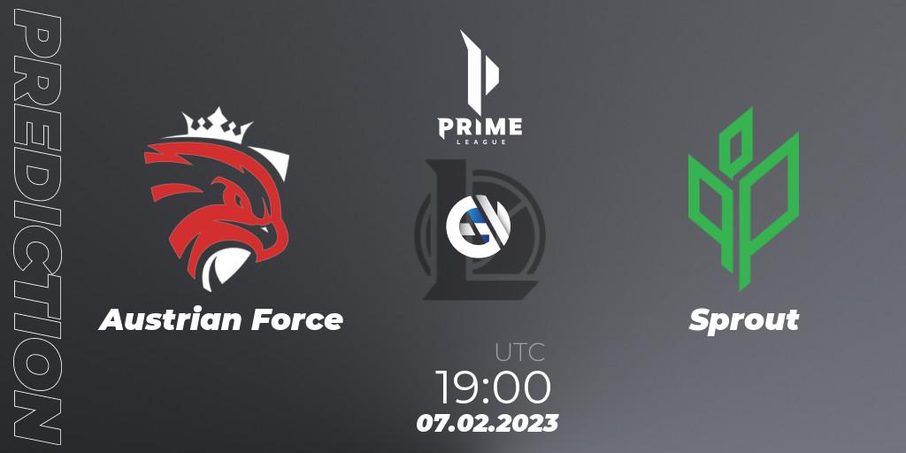 Pronósticos Austrian Force - Sprout. 07.02.2023 at 19:00. Prime League 2nd Division Spring 2023 - Group Stage - LoL
