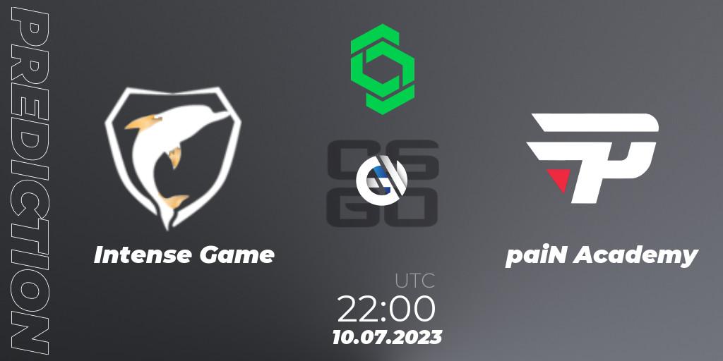 Pronósticos Intense Game - paiN Academy. 10.07.2023 at 22:00. CCT South America Series #8 - Counter-Strike (CS2)
