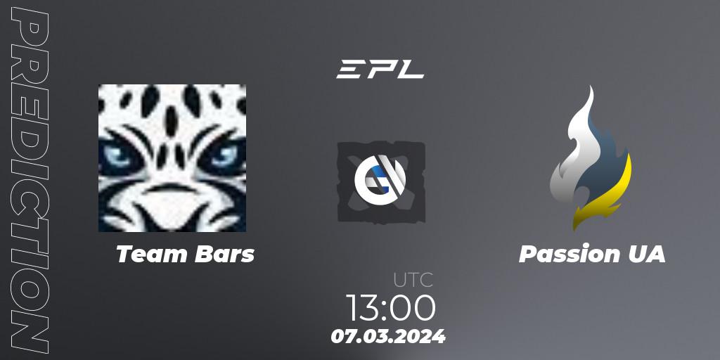 Pronósticos Team Bars - Passion UA. 07.03.24. European Pro League Season 17: Division 2 - Dota 2