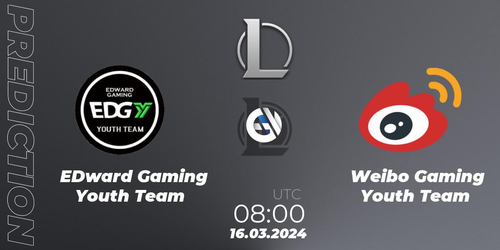Pronósticos EDward Gaming Youth Team - Weibo Gaming Youth Team. 16.03.24. LDL 2024 - Stage 1 - LoL