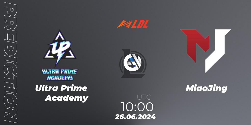 Pronósticos Ultra Prime Academy - MiaoJing. 26.06.2024 at 10:00. LDL 2024 - Stage 3 - LoL