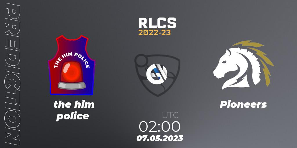 Pronósticos the him police - Pioneers. 07.05.2023 at 02:00. RLCS 2022-23 - Spring: Oceania Regional 1 - Spring Open - Rocket League