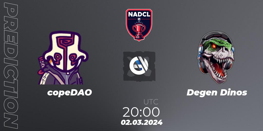 Pronósticos copeDAO - Degen Dinos. 02.03.2024 at 20:00. North American Dota Challengers League Season 6 Division 1 - Dota 2