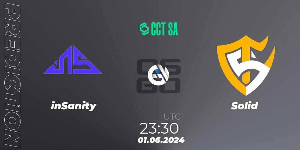Pronósticos inSanity - Solid. 01.06.2024 at 23:30. CCT Season 2 South America Series 1 - Counter-Strike (CS2)