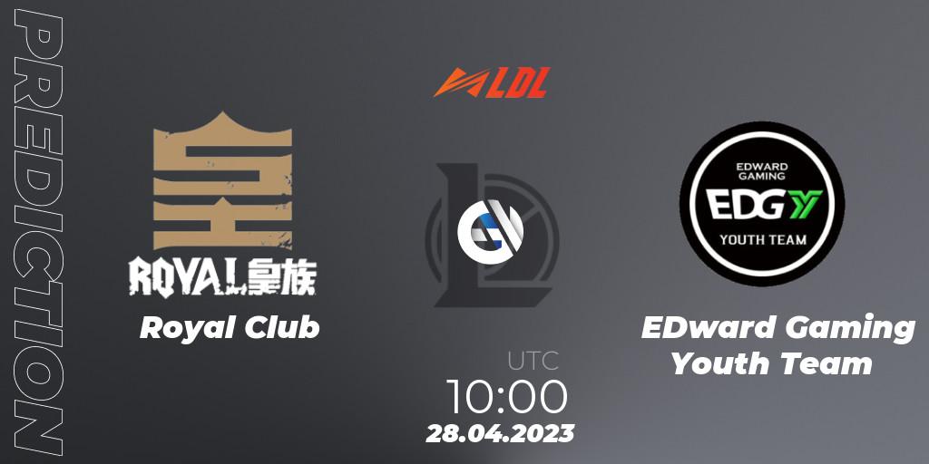 Pronósticos Royal Club - EDward Gaming Youth Team. 28.04.2023 at 10:00. LDL 2023 - Regular Season - Stage 2 - LoL