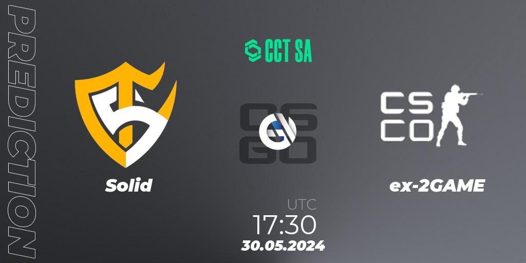 Pronósticos Solid - ex-2GAME. 30.05.2024 at 17:30. CCT Season 2 South America Series 1 - Counter-Strike (CS2)