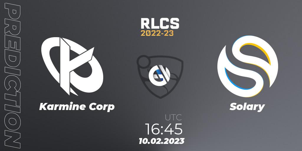 Pronósticos Karmine Corp - Solary. 10.02.2023 at 16:45. RLCS 2022-23 - Winter: Europe Regional 2 - Winter Cup - Rocket League