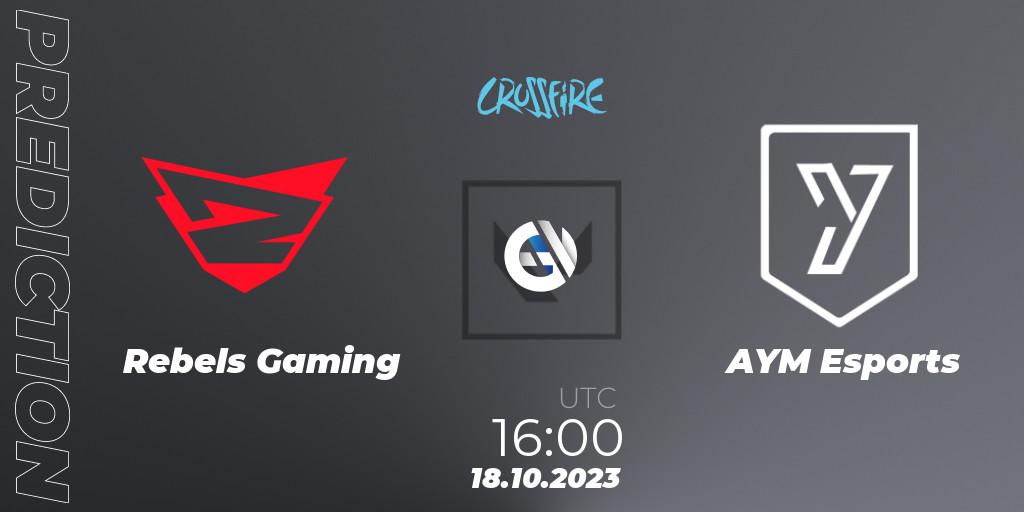 Pronósticos Rebels Gaming - AYM Esports. 18.10.2023 at 16:00. LVP - Crossfire Cup 2023: Contenders #2 - VALORANT